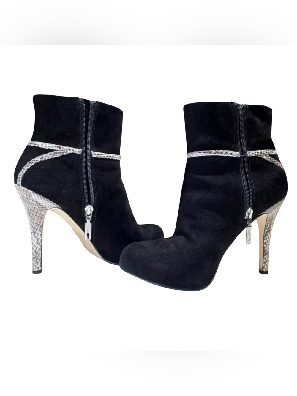 IVANKA TRUMP Women’s Ankle Booties | Black Multi Suede & Snakeskin Accent | 9.5M